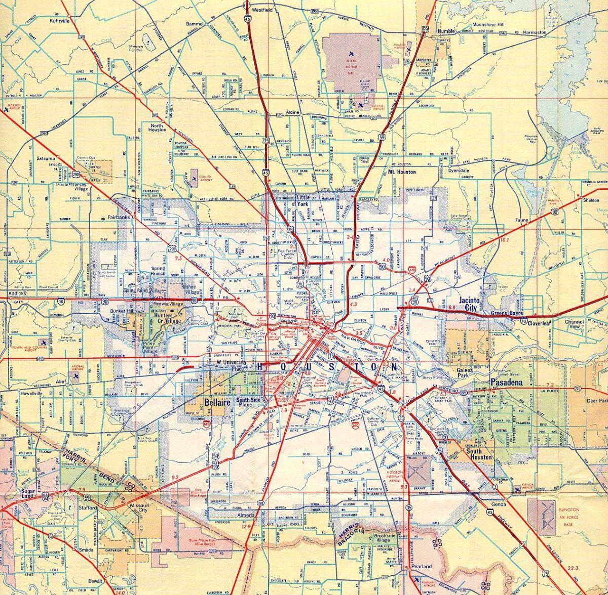 mapa Houston dálnice