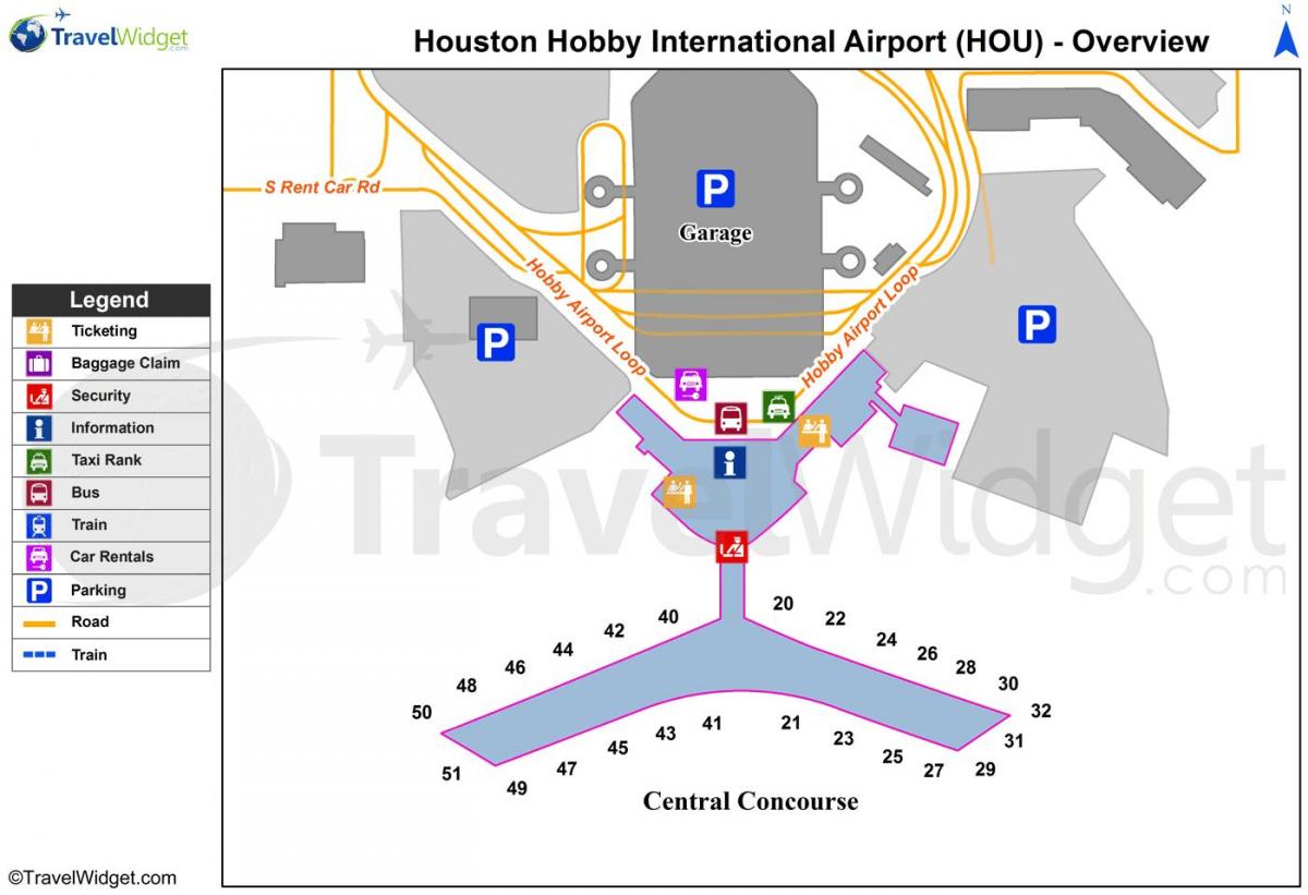 mapa Houston letiště