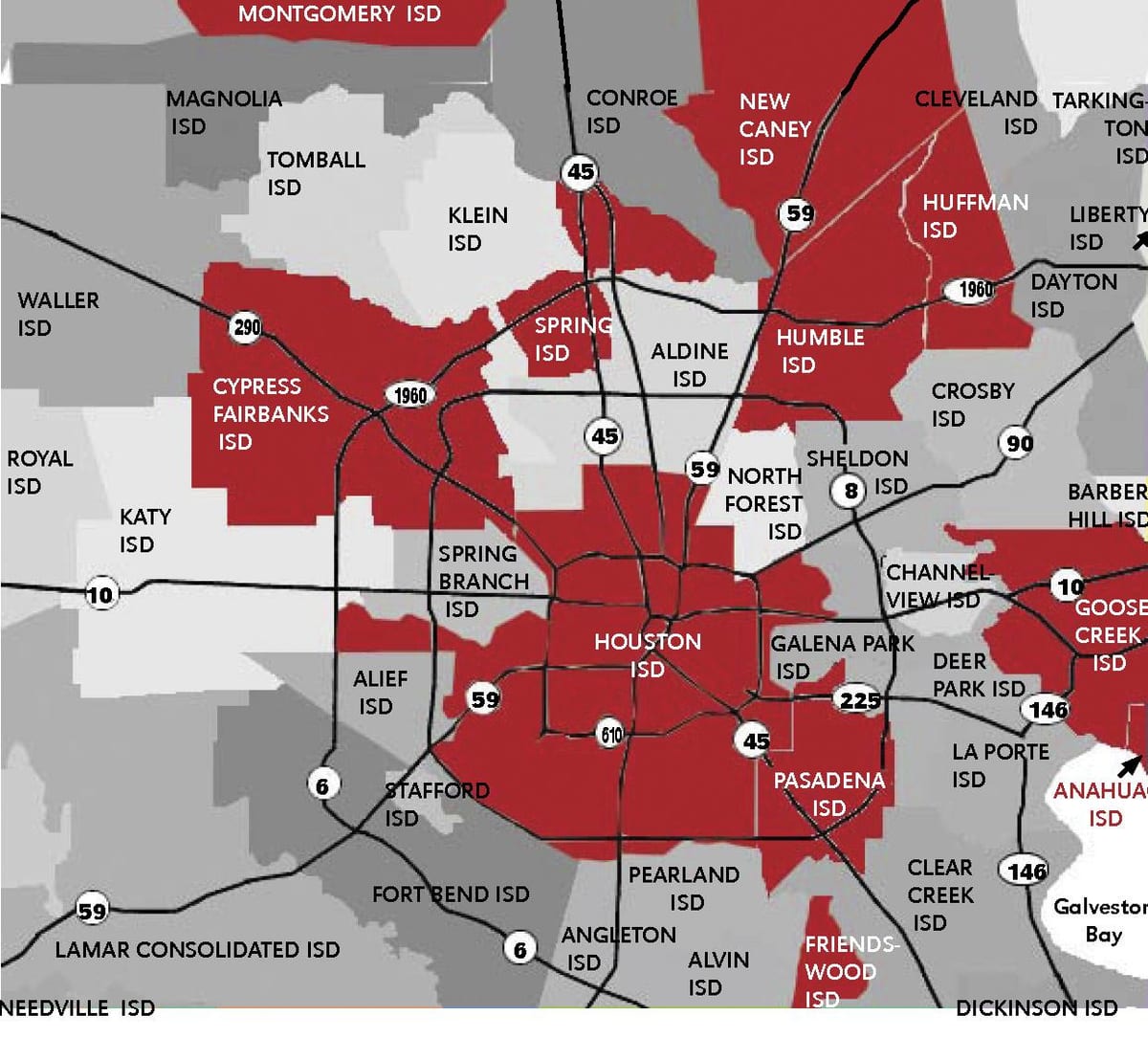mapa Houston