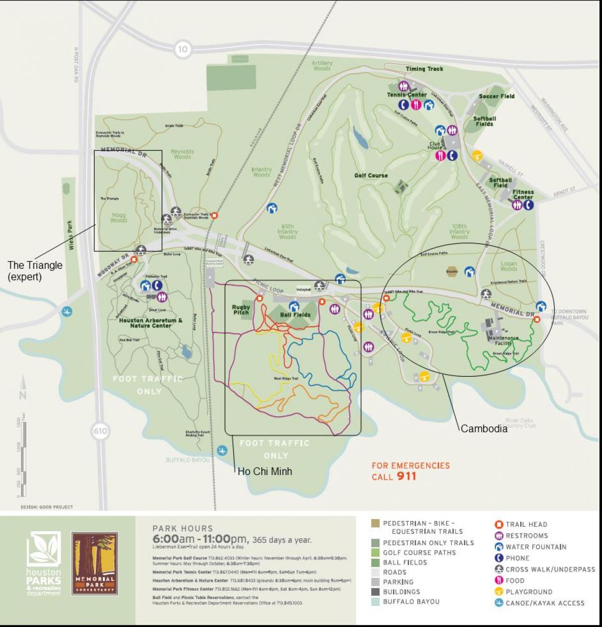 mapa Memorial park, Houston