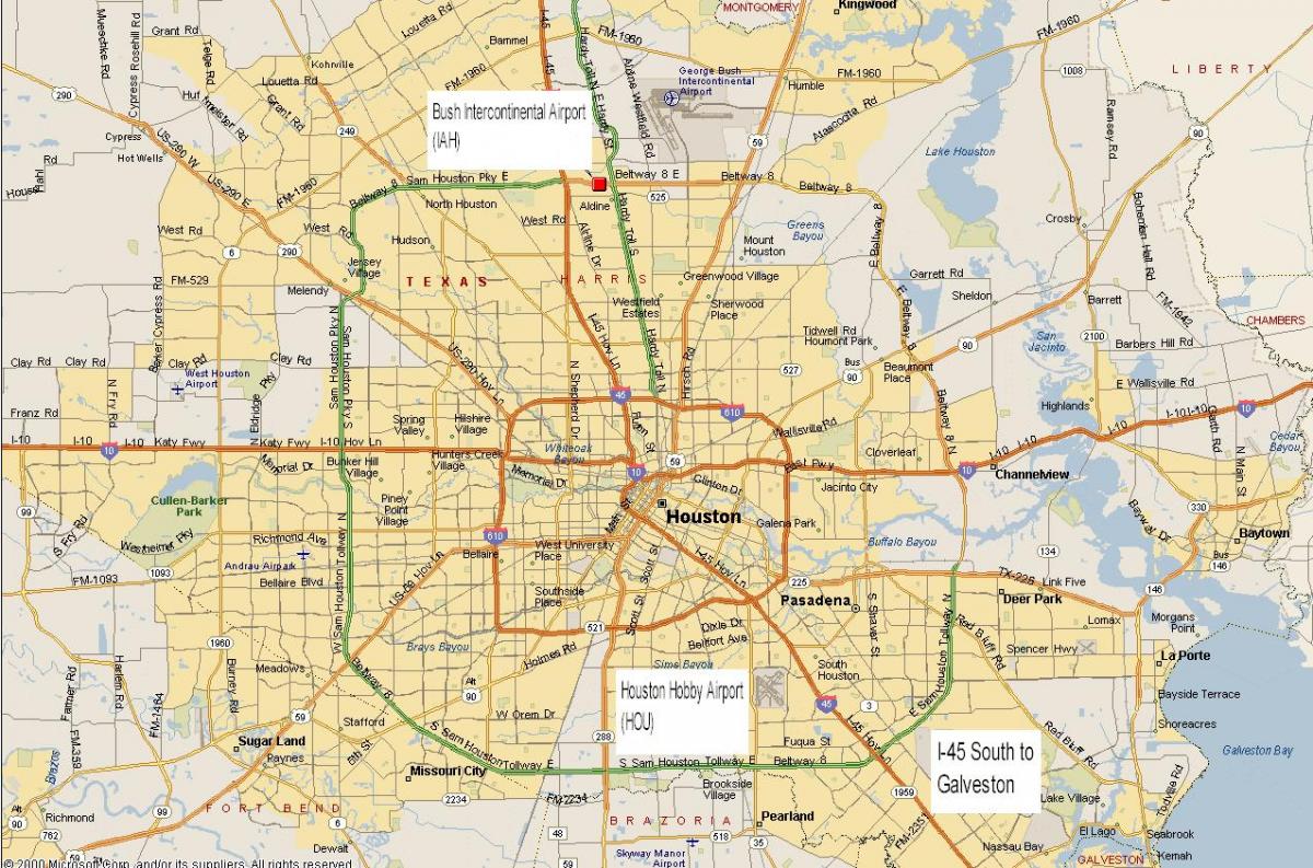mapa Houstonu metro area