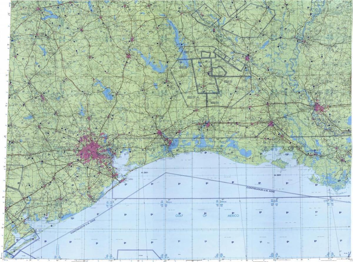 topografická mapa Houston