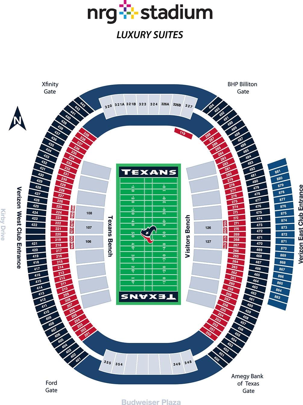 mapa NRG stadium