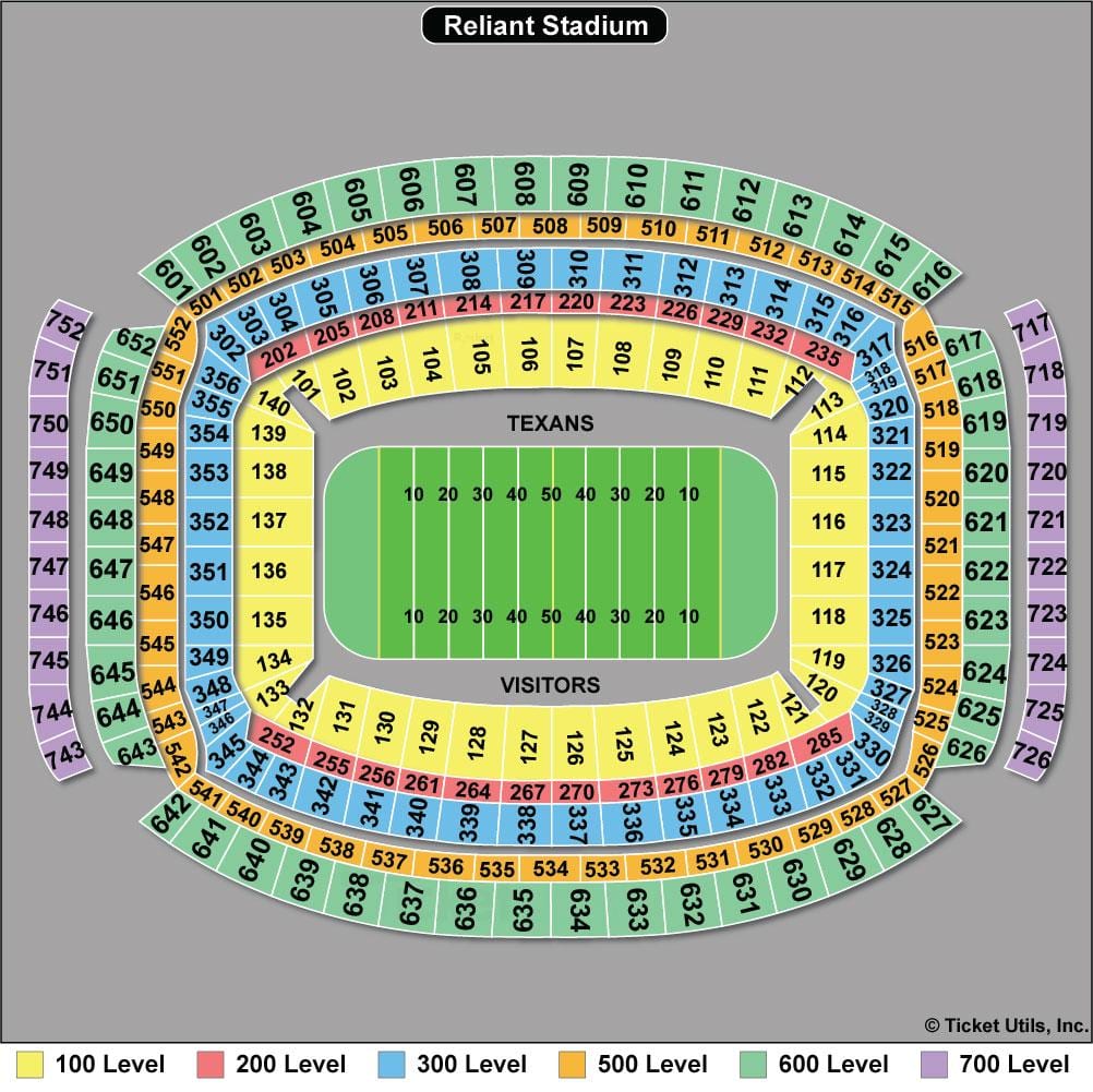 Houston Texans sedadla mapě