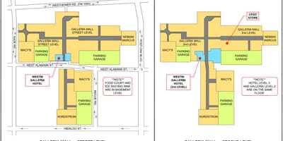 Houston Galleria mall mapě
