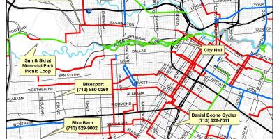 Cyklistické stezky Houston mapě