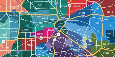 Mapa Houston psč