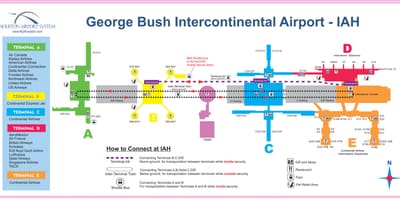 Houston airport terminal c mapě
